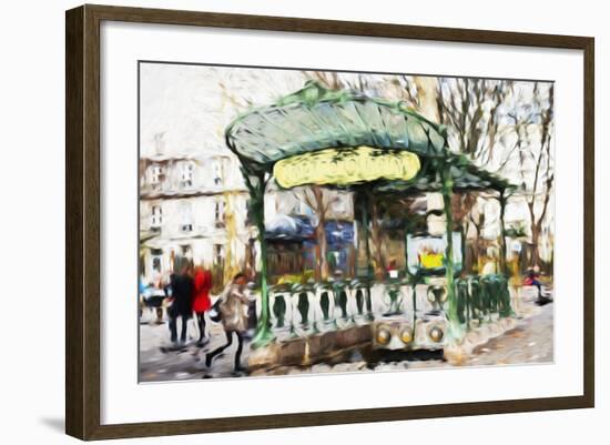 Subway Entrance - In the Style of Oil Painting-Philippe Hugonnard-Framed Giclee Print