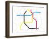 Subway Map with Grey Streets and Colored Tubes-oriontrail2-Framed Art Print