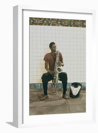 Subway Saxophone, 2008-Max Ferguson-Framed Giclee Print