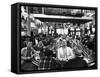 Subway Series: Rapt Audience in Bar Watching World Series Game from New York on TV-Francis Miller-Framed Stretched Canvas