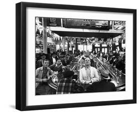 Subway Series: Rapt Audience in Bar Watching World Series Game from New York on TV-Francis Miller-Framed Premium Photographic Print