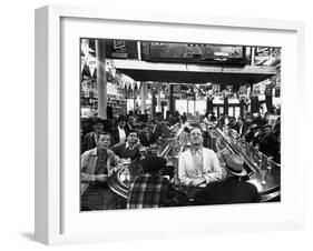 Subway Series: Rapt Audience in Bar Watching World Series Game from New York on TV-Francis Miller-Framed Premium Photographic Print