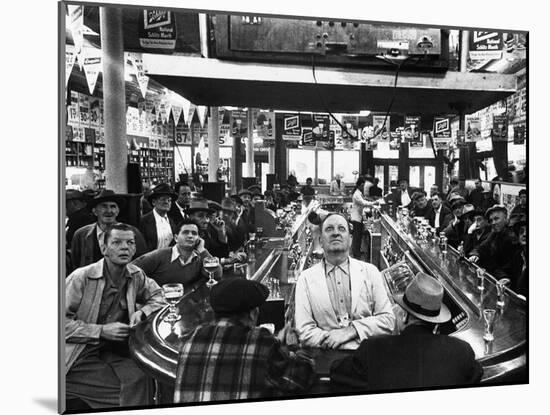 Subway Series: Rapt Audience in Bar Watching World Series Game from New York on TV-Francis Miller-Mounted Premium Photographic Print