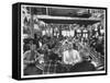 Subway Series: Rapt Audience in Bar Watching World Series Game from New York on TV-Francis Miller-Framed Stretched Canvas