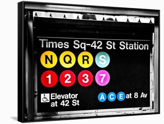 Subway Sign at Times Square, 42 St Station, Manhattan, New York, Special-Philippe Hugonnard-Framed Stretched Canvas