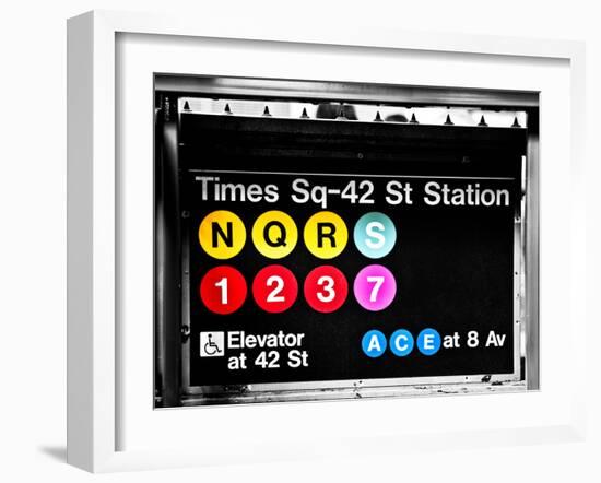 Subway Sign at Times Square, 42 St Station, Manhattan, New York, Special-Philippe Hugonnard-Framed Premium Photographic Print
