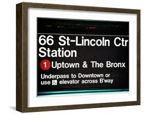 Subway Sign at Times Square, 66 Street Lincoln Station, Manhattan, New York City, USA-Philippe Hugonnard-Framed Premium Photographic Print