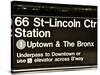 Subway Sign at Times Square, 66 Street Lincoln Station, Manhattan, NYC, USA, Sepia Photography-Philippe Hugonnard-Stretched Canvas