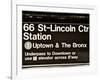 Subway Sign at Times Square, 66 Street Lincoln Station, Manhattan, NYC, USA, Sepia Photography-Philippe Hugonnard-Framed Photographic Print