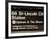 Subway Sign at Times Square, 66 Street Lincoln Station, Manhattan, NYC, USA, Sepia Photography-Philippe Hugonnard-Framed Photographic Print