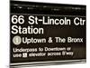 Subway Sign at Times Square, 66 Street Lincoln Station, Manhattan, NYC, USA, Sepia Photography-Philippe Hugonnard-Mounted Photographic Print