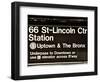 Subway Sign at Times Square, 66 Street Lincoln Station, Manhattan, NYC, USA, Sepia Photography-Philippe Hugonnard-Framed Photographic Print
