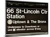 Subway Sign at Times Square, 66 Street Lincoln Station, Manhattan, NYC, USA, Sepia Photography-Philippe Hugonnard-Mounted Photographic Print