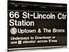 Subway Sign at Times Square, 66 Street Lincoln Station, Manhattan, NYC, USA, Sepia Photography-Philippe Hugonnard-Stretched Canvas