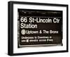 Subway Sign at Times Square, 66 Street Lincoln Station, Manhattan, NYC, White Frame-Philippe Hugonnard-Framed Art Print