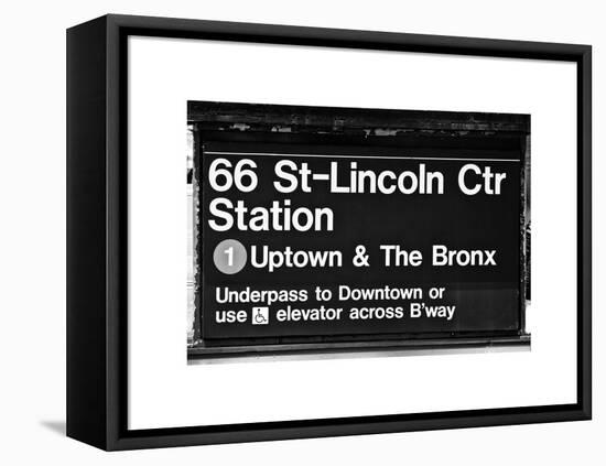 Subway Sign at Times Square, 66 Street Lincoln Station, Manhattan, NYC, White Frame-Philippe Hugonnard-Framed Stretched Canvas