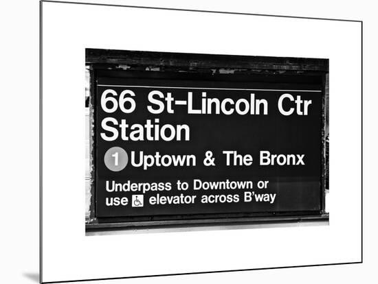 Subway Sign at Times Square, 66 Street Lincoln Station, Manhattan, NYC, White Frame-Philippe Hugonnard-Mounted Art Print