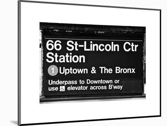 Subway Sign at Times Square, 66 Street Lincoln Station, Manhattan, NYC, White Frame-Philippe Hugonnard-Mounted Art Print