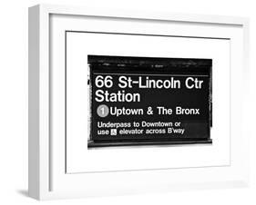 Subway Sign at Times Square, 66 Street Lincoln Station, Manhattan, NYC, White Frame-Philippe Hugonnard-Framed Art Print