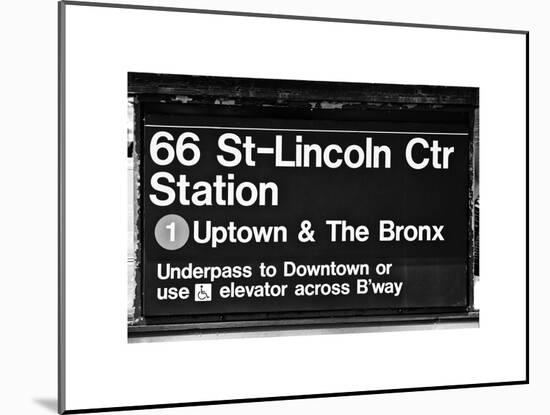 Subway Sign at Times Square, 66 Street Lincoln Station, Manhattan, NYC, White Frame-Philippe Hugonnard-Mounted Art Print