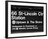 Subway Sign at Times Square, 66 Street Lincoln Station, Manhattan, NYCa-Philippe Hugonnard-Framed Photographic Print