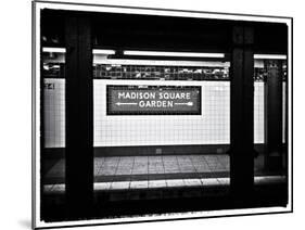 Subway Sign, Black and White Photography, Madison Square Garden, Manhattan, New York, United States-Philippe Hugonnard-Mounted Art Print