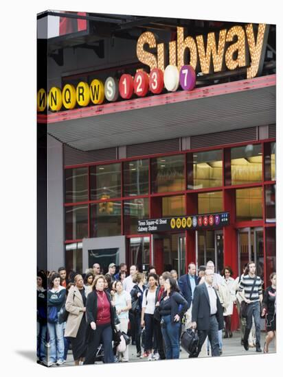 Subway Sign in Times Square, Manhattan-Christian Kober-Stretched Canvas