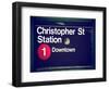 Subway Station Sign, Christopher Street Station, Downtown, Manhattan, NYC, White Frame-Philippe Hugonnard-Framed Art Print