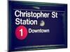 Subway Station Sign, Christopher Street Station, Downtown, Manhattan, NYC, White Frame-Philippe Hugonnard-Mounted Art Print