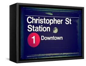 Subway Station Sign, Christopher Street Station, Downtown, Manhattan, NYC, White Frame-Philippe Hugonnard-Framed Stretched Canvas