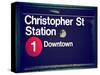 Subway Station Sign, Christopher Street Station, Downtown, Manhattan, NYC, White Frame-Philippe Hugonnard-Stretched Canvas