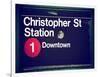 Subway Station Sign, Christopher Street Station, Downtown, Manhattan, NYC, White Frame-Philippe Hugonnard-Framed Art Print