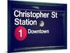 Subway Station Sign, Christopher Street Station, Downtown, Manhattan, NYC, White Frame-Philippe Hugonnard-Mounted Art Print