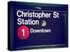 Subway Station Sign, Christopher Street Station, Downtown, Manhattan, NYC, White Frame-Philippe Hugonnard-Stretched Canvas