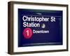 Subway Station Sign, Christopher Street Station, Downtown, Manhattan, NYC, White Frame-Philippe Hugonnard-Framed Art Print