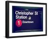 Subway Station Sign, Christopher Street Station, Downtown, Manhattan, NYC, White Frame-Philippe Hugonnard-Framed Art Print