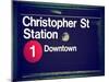 Subway Station Sign, Christopher Street Station, Downtown, Manhattan, NYC, White Frame-Philippe Hugonnard-Mounted Art Print