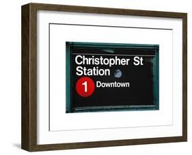 Subway Station Sign, Christopher Street Station, Downtown, Manhattan, NYC, White Frame-Philippe Hugonnard-Framed Art Print