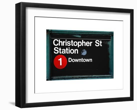 Subway Station Sign, Christopher Street Station, Downtown, Manhattan, NYC, White Frame-Philippe Hugonnard-Framed Art Print