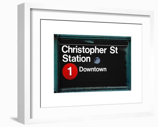 Subway Station Sign, Christopher Street Station, Downtown, Manhattan, NYC, White Frame-Philippe Hugonnard-Framed Art Print