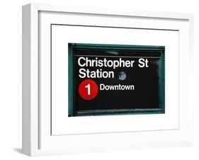 Subway Station Sign, Christopher Street Station, Downtown, Manhattan, NYC, White Frame-Philippe Hugonnard-Framed Art Print