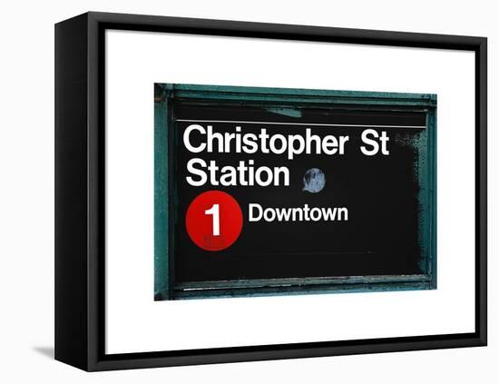 Subway Station Sign, Christopher Street Station, Downtown, Manhattan, NYC, White Frame-Philippe Hugonnard-Framed Stretched Canvas