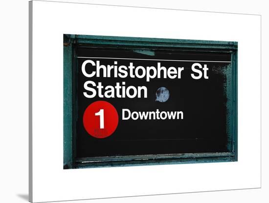Subway Station Sign, Christopher Street Station, Downtown, Manhattan, NYC, White Frame-Philippe Hugonnard-Stretched Canvas