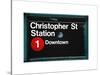 Subway Station Sign, Christopher Street Station, Downtown, Manhattan, NYC, White Frame-Philippe Hugonnard-Stretched Canvas