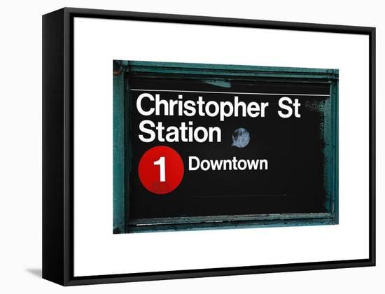 Subway Station Sign, Christopher Street Station, Downtown, Manhattan, NYC, White Frame-Philippe Hugonnard-Framed Stretched Canvas