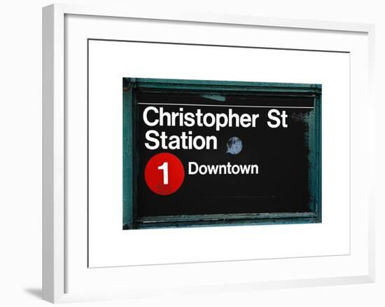 Subway Station Sign, Christopher Street Station, Downtown, Manhattan, NYC, White Frame-Philippe Hugonnard-Framed Art Print