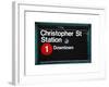 Subway Station Sign, Christopher Street Station, Downtown, Manhattan, NYC, White Frame-Philippe Hugonnard-Framed Art Print