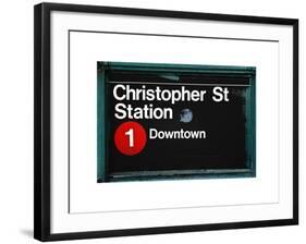 Subway Station Sign, Christopher Street Station, Downtown, Manhattan, NYC, White Frame-Philippe Hugonnard-Framed Art Print