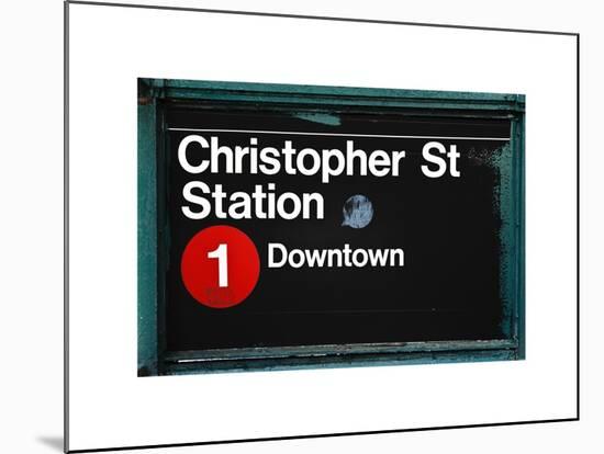 Subway Station Sign, Christopher Street Station, Downtown, Manhattan, NYC, White Frame-Philippe Hugonnard-Mounted Art Print