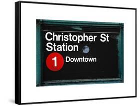 Subway Station Sign, Christopher Street Station, Downtown, Manhattan, NYC, White Frame-Philippe Hugonnard-Framed Stretched Canvas